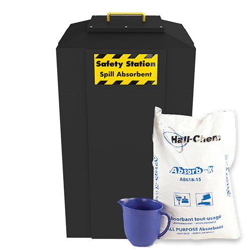 Gorrie RCP square emergency spill kit with scoop and absorbent for commercial petrol station safety compliance.