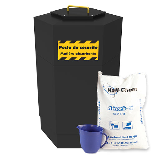 Gorrie RCP hex emergency spill kit with scoop and absorbent for commercial petrol station safety compliance.