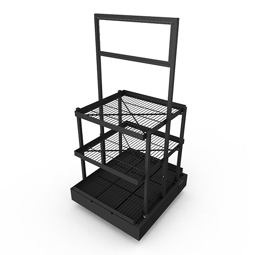 PALLET WITH SIGN HANDLE, RACK AND WHEELS BLK01