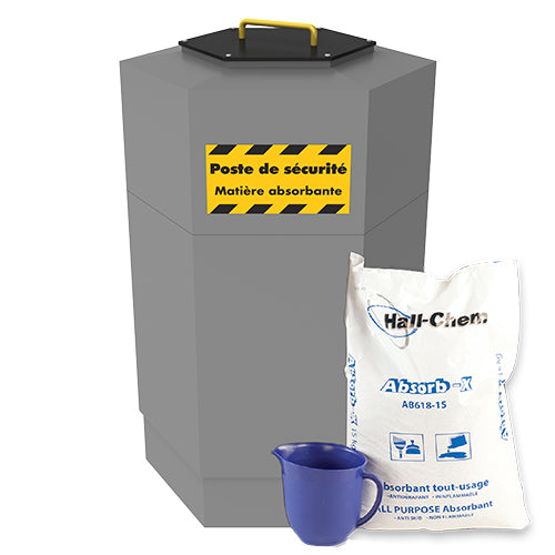 Gorrie RCP hex emergency spill kit with scoop and absorbent for commercial petrol station safety compliance.