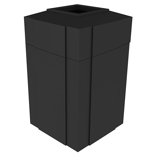 Gorrie RCP Heavy-duty UV-stabilized HDPE square refuse container for commercial facility and retail site maintenance.