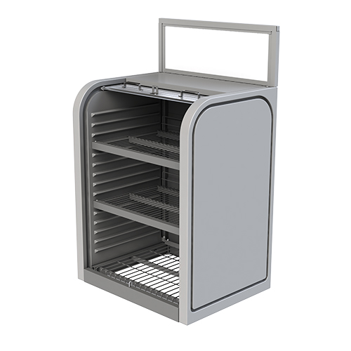 Lockable commercial-grade retail security merchandiser for outdoor gas station forecourt product displays.