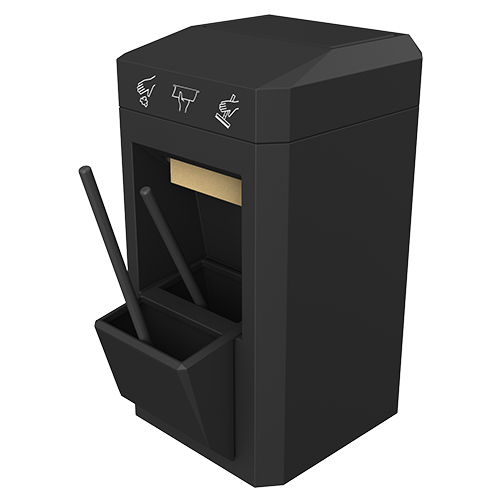 Gorrie RCP all-in-one pump island service unit with double bucket, waste container, and paper towel dispenser for gas stations.