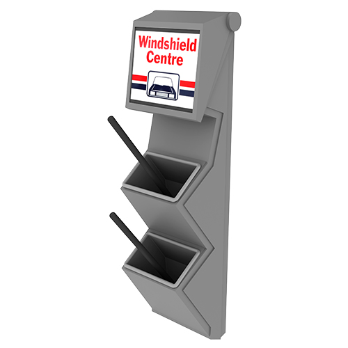 Gorrie RCP Industrial windshield service station squeegee and paper towel holder for commercial transit hubs and gas stations.