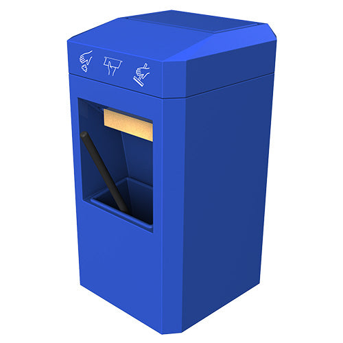 Gorrie RCP all-in-one pump island service unit with single bucket, waste container, and paper towel dispenser for gas stations.