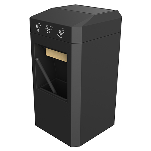 Gorrie RCP all-in-one pump island service unit with single bucket, waste container, and paper towel dispenser for gas stations.