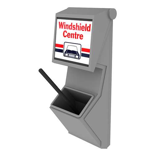 Gorrie RCP Industrial windshield service station squeegee and paper towel holder for commercial transit hubs and gas stations.