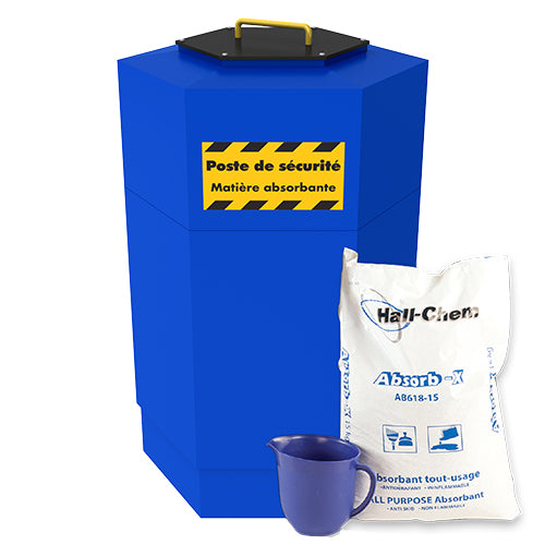 Gorrie RCP hex emergency spill kit with scoop and absorbent for commercial petrol station safety compliance.