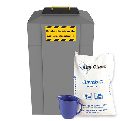 Gorrie RCP square emergency spill kit with scoop and absorbent for commercial petrol station safety compliance.