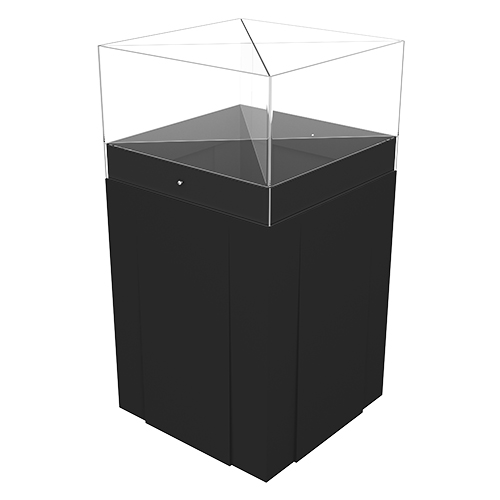 Gorrie RCP 4-compartment impulse product dump bin with clear acrylic top for convenience store retail specials.