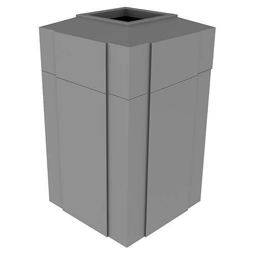 Gorrie RCP Heavy-duty UV-stabilized HDPE square refuse container for commercial facility and retail site maintenance.